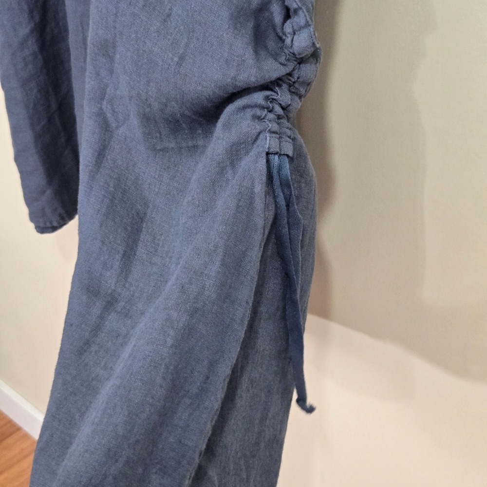 FLAX Maxi Skirt Womens Medium Blue 100% Linen Urban Side Cinch Lagenlook NEW‎ - Picture 2 of 10